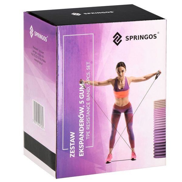 Набір трубчастих еспандерів Springos 4.5-22.7 кг 5 шт універсальні FA0135 FA0135 фото
