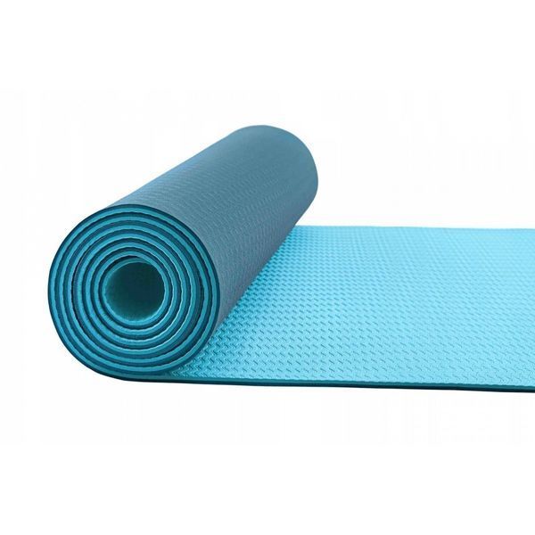 Килимок (мат) спортивний 4FIZJO TPE 180 x 60 x 0.6 см для йоги та фітнесу Blue/Sky Blue (P-5907739310132) 4FJ0373 фото