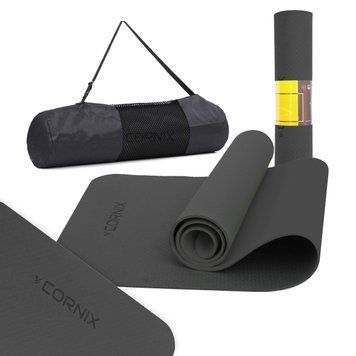 Килимок спортивний Cornix TPE 183 x 61 x 0.6 см для йоги та фітнесу XR-0350 Black XR-0350 фото