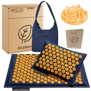 Килимок акупунктурний з подушкою 4FIZJO Eco Mat Аплікатор Кузнєцова Navy Blue/Orange (P-5907739312143) 4FJ0229 фото