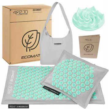 Килимок акупунктурний з подушкою 4FIZJO Eco Mat Аплікатор Кузнєцова Grey/Mint (P-5907739312181) 4FJ0230 фото