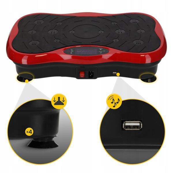 Віброплатформа для тренувань 4FIZJO Ultra+ з пультом та еспандерами Black/Red (P-5905973401531) P-5905973401531 фото