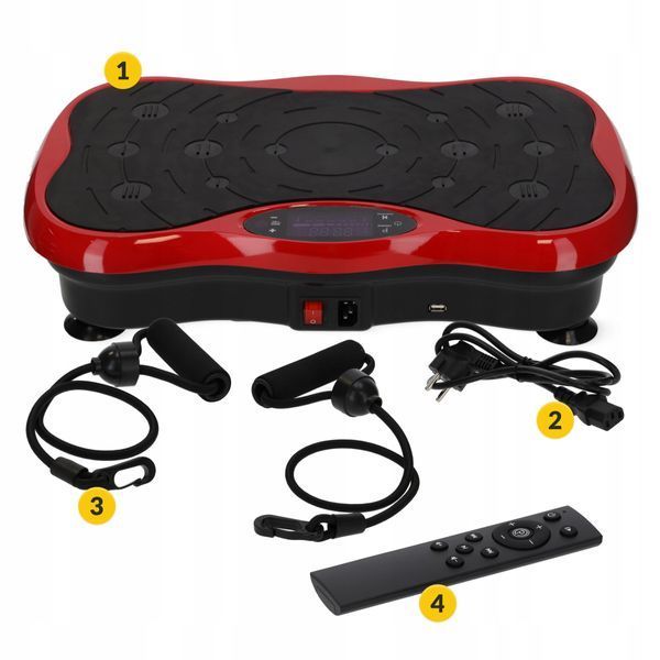 Віброплатформа для тренувань 4FIZJO Ultra+ з пультом та еспандерами Black/Red (P-5905973401531) P-5905973401531 фото