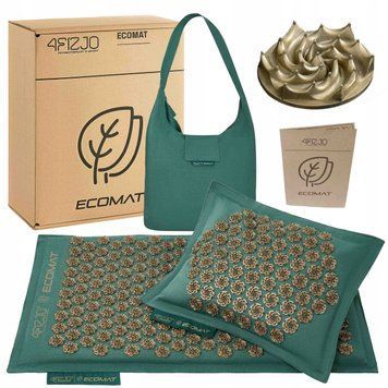 Килимок акупунктурний з подушкою 4FIZJO Eco Mat Аплікатор Кузнєцова Navy Green/Gold (P-5907739312891) 4FJ0251 фото