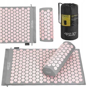 Килимок акупунктурний з валиком 4FIZJO Classic Mat Аплікатор Кузнєцова Grey/Pink (P-5907739313287) 4FJ0287 фото