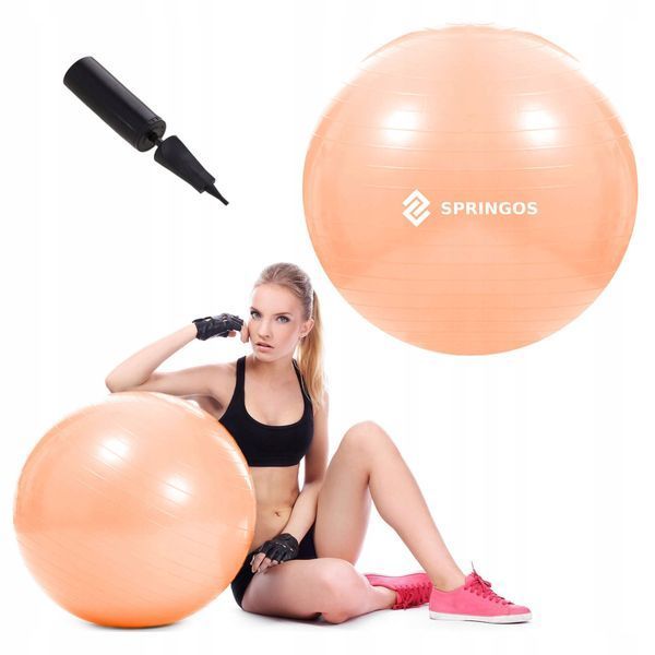 М'яч для фітнесу (фітбол) Springos 55 см Anti-Burst FB0010 Orange FB0010 фото
