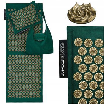 Килимок акупунктурний з подушкою 4FIZJO Eco Mat XL Аплікатор Кузнєцова Navy Green/Gold (P-5907739313614) 4FJ0290 фото