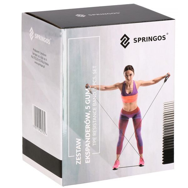 Набір трубчастих еспандерів Springos 4.5-22.7 кг 5 шт універсальні FA0136 FA0136 фото