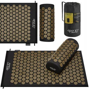 Килимок акупунктурний з валиком 4FIZJO Classic Mat Аплікатор Кузнєцова Black/Gold (P-5907739314987) 4FJ0360 фото