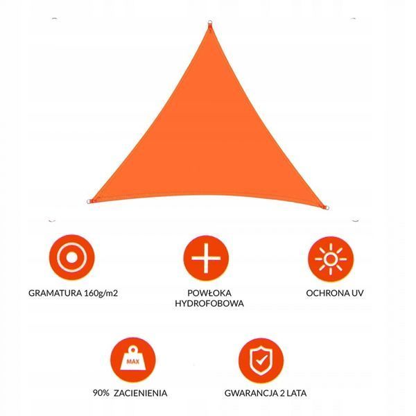 Тент-парус тіньовий для дому, саду та туризму Springos 5 x 5 x 5 м SN0015 Flame Orange SN0015 фото
