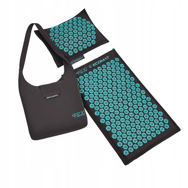 Килимок акупунктурний з подушкою 4FIZJO Eco Mat Аплікатор Кузнєцова Black/Blue (P-5907739316684) 4FJ0421 фото