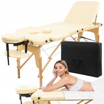 Масажний стіл складний 4FIZJO Massage Table+ Wood W60 Beige (P-5907739318367) TABLE+W60BEIGE фото