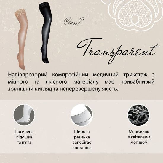 Панчохи компресійні медичні 2 клас (бежевий) Microtrans Мікрофібра 822R-BG фото
