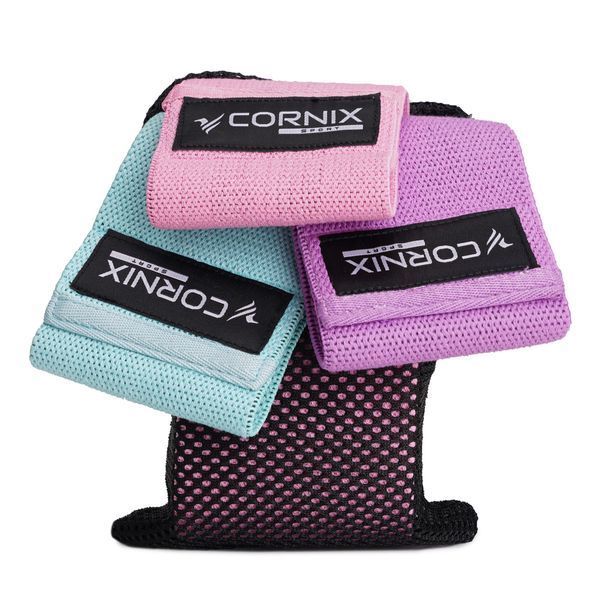 Резинки для фітнесу та спорту із тканини Cornix Hip Band набір 3 шт XR-0048 XR-0048 фото