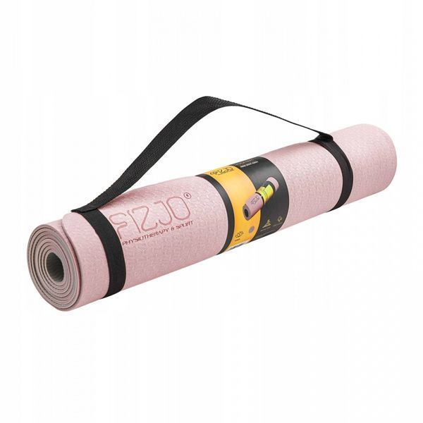 Килимок (мат) спортивний 4FIZJO TPE 180 x 60 x 0.6 см для йоги та фітнесу Pink/Grey (P-5907739317063) 4FJ0375 фото