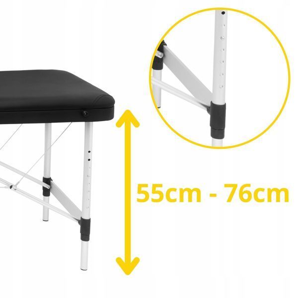 Масажний стіл складний 4FIZJO Massage Table Alu W70 Black (P-5907739318398) TABLEW70BLACK фото