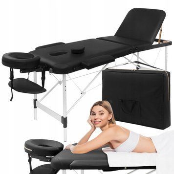 Масажний стіл складний 4FIZJO Massage Table+ Alu W60 Black (P-5907739318381) TABLE+W60BLACK фото
