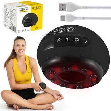 Масажна вакуумна банка 4FIZJO акумуляторна з ІЧ прогрівом Black (P-5907739318695) 4FJ0517 фото