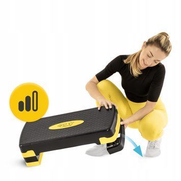 Степ-платформа 3-ступінчаста 4FIZJO 69 х 28 х 10-15-20 см Black/Yellow (P-5907739311436) P-5907739311436 фото