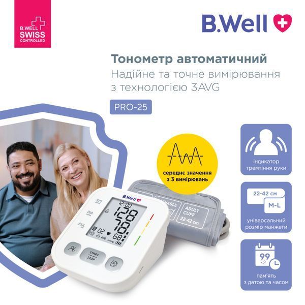 Автоматичний тонометр B.Well PRO-25 PRO-25/Adapter фото