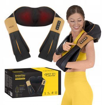 Накидка-масажер 4FIZJO Shiatsu Ultra+ для шиї та спини, акумуляторний Black/Gold (P-5907739319081) 4FJ0566 фото
