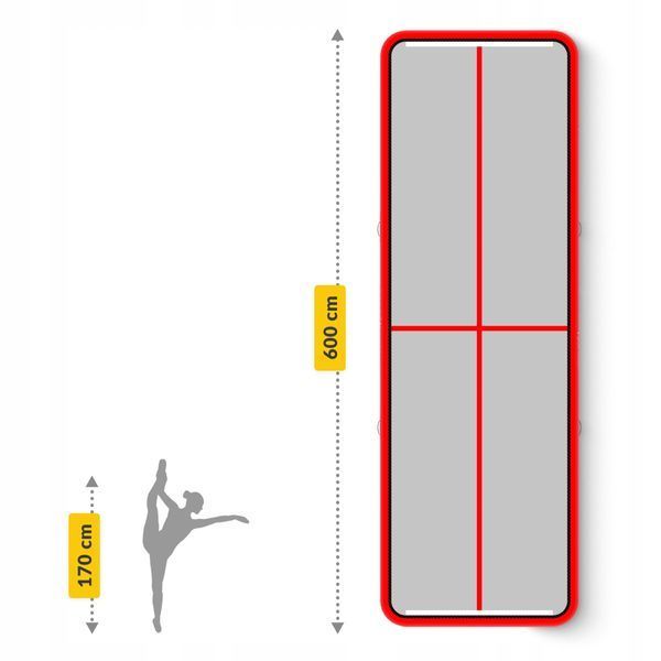 Мат гімнастичний надувний 4FIZJO Air Track Mat 600 x 200 x 20 см White/Red (P-5907739312044) P-5907739312044 фото