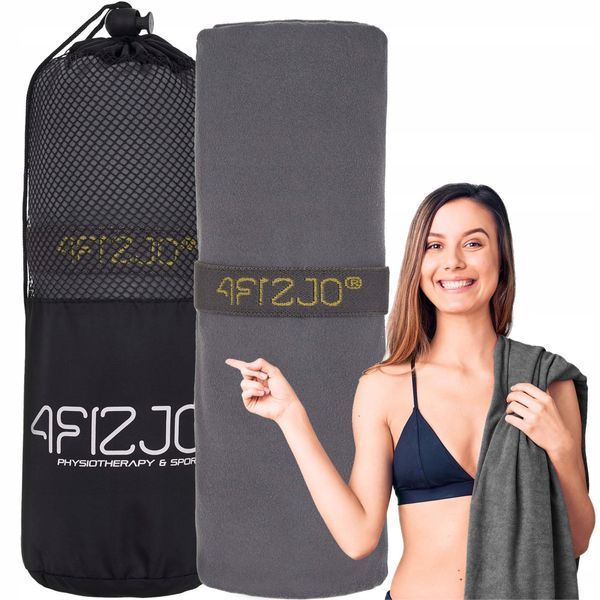 Рушник спортивний 4FIZJO 130 x 75 см з мікрофібри Grey (P-5907739317261) 4FJ0436 фото