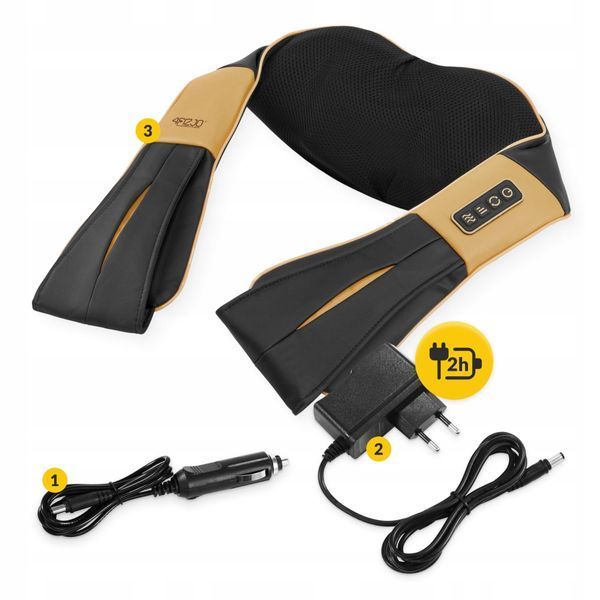 Накидка-масажер 4FIZJO Shiatsu Ultra+ для шиї та спини, акумуляторний Black/Gold (P-5907739319081) 4FJ0566 фото