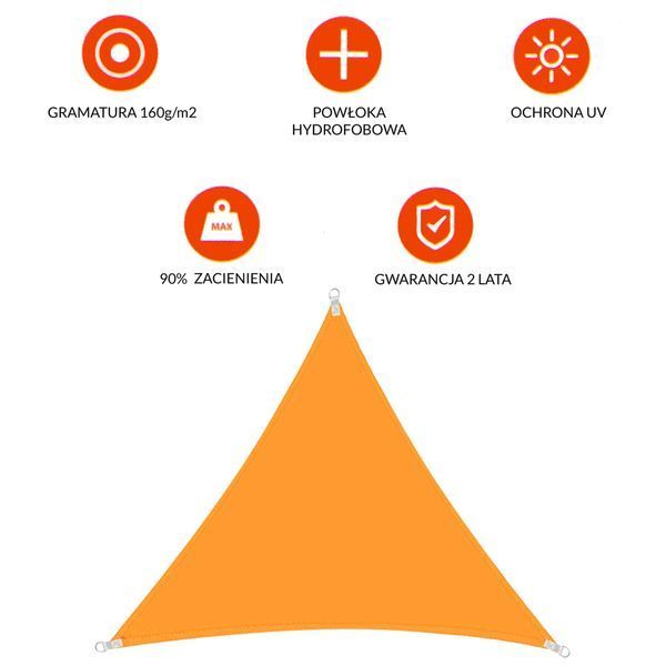 Тент-парус тіньовий для дому, саду та туризму Springos 3 x 3 x 3 м SN1019 Orange SN1019 фото