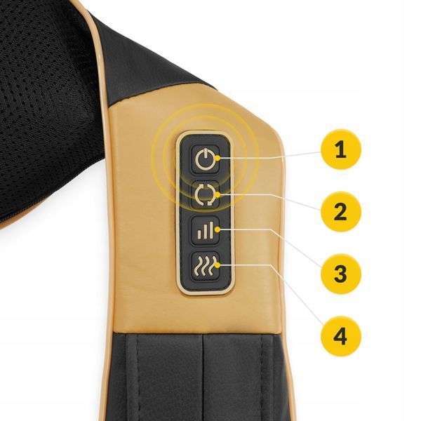 Накидка-масажер 4FIZJO Shiatsu Ultra+ для шиї та спини, акумуляторний Black/Gold (P-5907739319081) 4FJ0566 фото
