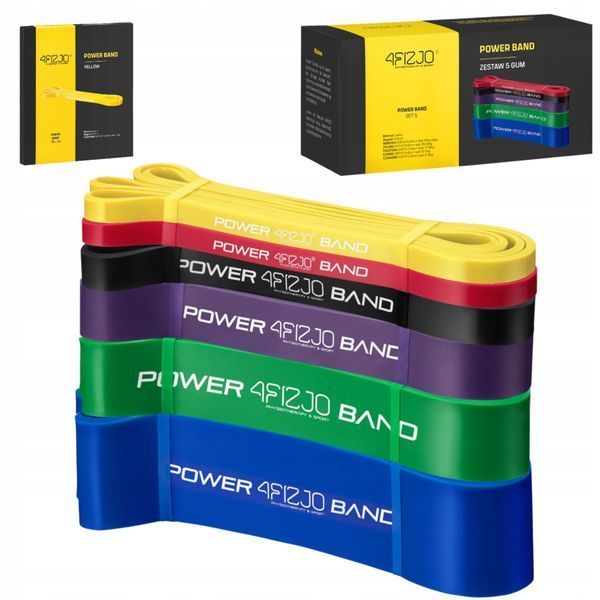 Еспандер-петля 4FIZJO Power Band 2-46 кг резина для фітнесу і спорту, набір 6 шт Mix (P-5907222931875) 4FJ0064 фото