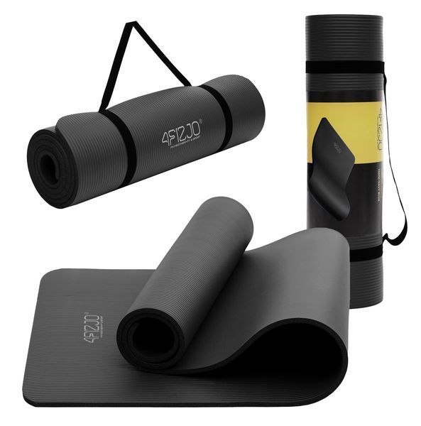 Килимок (мат) спортивний 4FIZJO NBR 180 x 60 x 1 см для йоги та фітнесу Black (P-5907222931462) 4FJ0015 фото