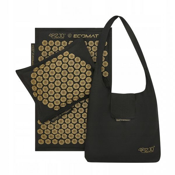 Килимок акупунктурний з подушкою 4FIZJO Eco Mat Аплікатор Кузнєцова Black/Gold (P-5907739311566) 4FJ0179 фото