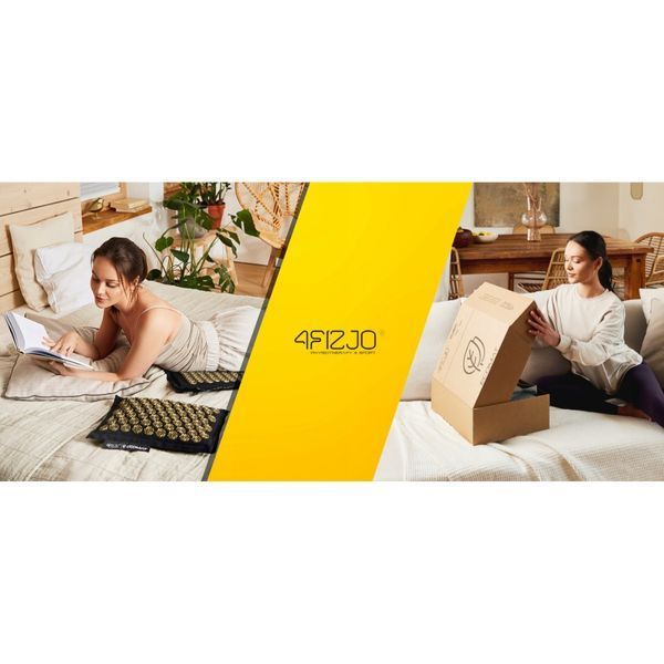 Килимок акупунктурний з подушкою 4FIZJO Eco Mat Аплікатор Кузнєцова Black/Gold (P-5907739311566) 4FJ0179 фото