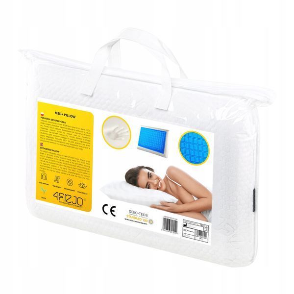Подушка ортопедична 4FIZJO Med+ 40 x 58 см охолоджуюча для сну White (P-5907739317049) 4FJ0409 фото