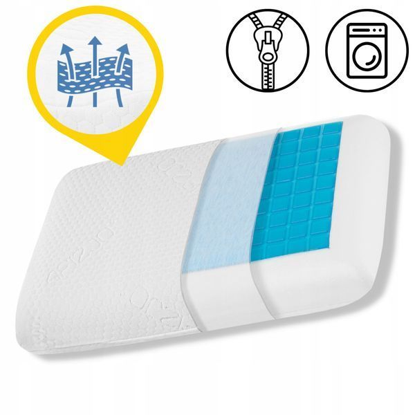 Подушка ортопедична 4FIZJO Med+ 40 x 58 см охолоджуюча для сну White (P-5907739317049) 4FJ0409 фото