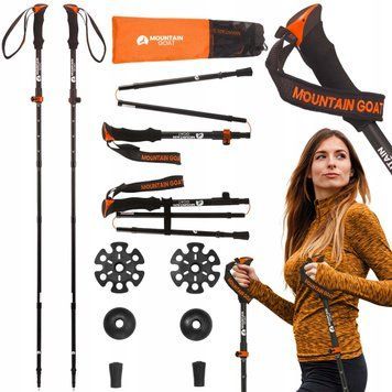 Трекінгові палиці Mountain Goat Pro+ 43-130 см Black/Orange (P-5907739318251) MG0008 фото