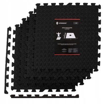 Мат-пазл (ласточкин хвіст) Springos Mat Puzzle EVA 120 x 120 x 1.2 cм FM0004 Black FM0004 фото