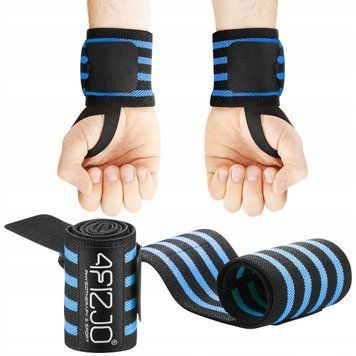 Бинти для зап'ясть (кистьові бинти) 4FIZJO Wrist Wraps Black/Blue (P-5907739317445) 4FJ0411 фото