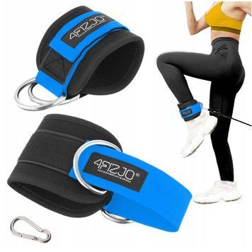 Манжети для тяги 4FIZJO Ankle Strap 2 шт Black/Blue (P-5907739314833) 4FJ0412 фото