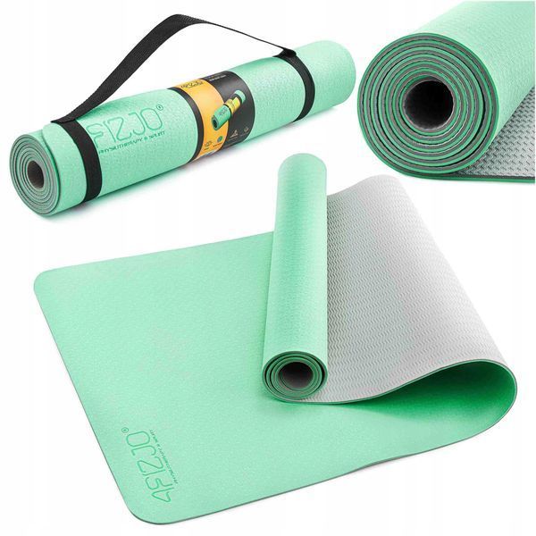 Килимок спортивний 4FIZJO TPE 4 мм для йоги та фітнесу 4FJ0335 Mint/Grey 4FJ0335 фото