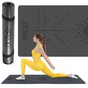 Килимок (мат) спортивний 4FIZJO PU 183 x 61 x 0.4 см для йоги та фітнесу Black (P-5907739319531) P-5907739319531 фото