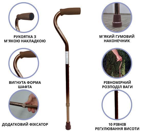 Палиця алюмінієва телескопічна Doctor Life 10100/C/E/BZ бронзовий 10100/C/E/BZ фото