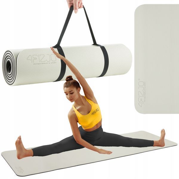 Килимок (мат) спортивний 4FIZJO TPE 180 x 60 x 1 см для йоги та фітнесу Grey/Black (P-5907739311931) 4FJ0203 фото
