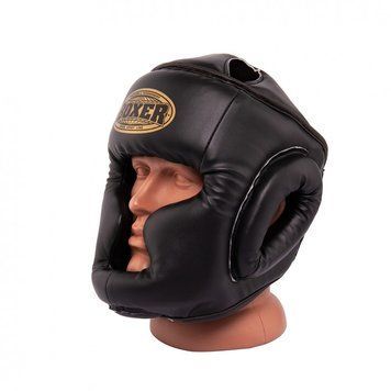 Шолом тренувальний карате BOXER Еліт L шкірвініл 0,8 мм чорний 2036-01BLK фото