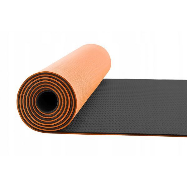 Килимок спортивний 4FIZJO TPE 4 мм для йоги та фітнесу 4FJ0337 Orange/Black 4FJ0337 фото