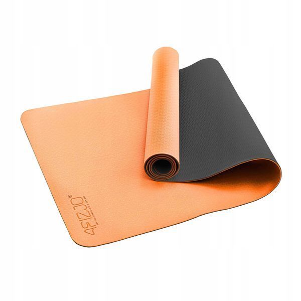 Килимок спортивний 4FIZJO TPE 4 мм для йоги та фітнесу 4FJ0337 Orange/Black 4FJ0337 фото