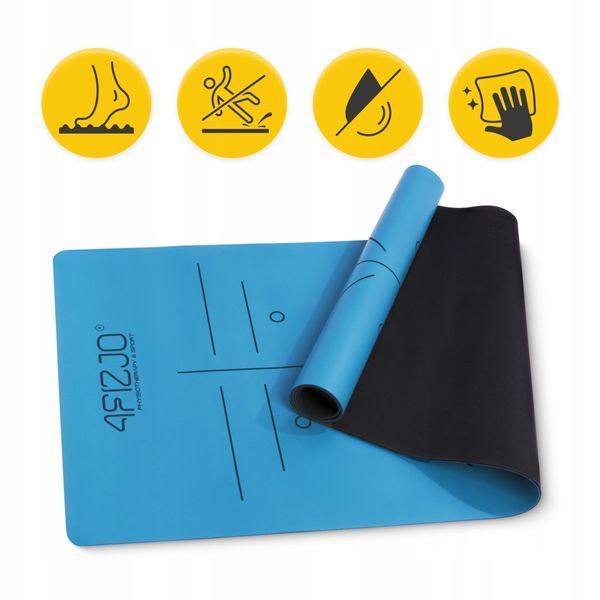 Килимок (мат) спортивний 4FIZJO PU 183 x 61 x 0.4 см для йоги та фітнесу Blue (P-5907739319555) P-5907739319555 фото