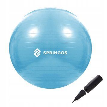 М'яч для фітнесу (фітбол) Springos 55 см Anti-Burst FB0006 Sky Blue FB0006 фото
