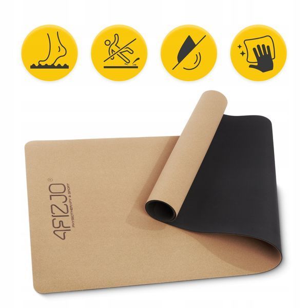 Килимок (мат) спортивний 4FIZJO Cork 183 x 61 x 0.4 см для йоги та фітнесу (P-5907739319562) P-5907739319562 фото